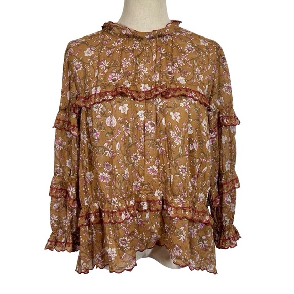 Isabel Marant Etoile Moxley Floral Embroidered Ruffle Blouse FR38/US6 - Picture 3 of 11